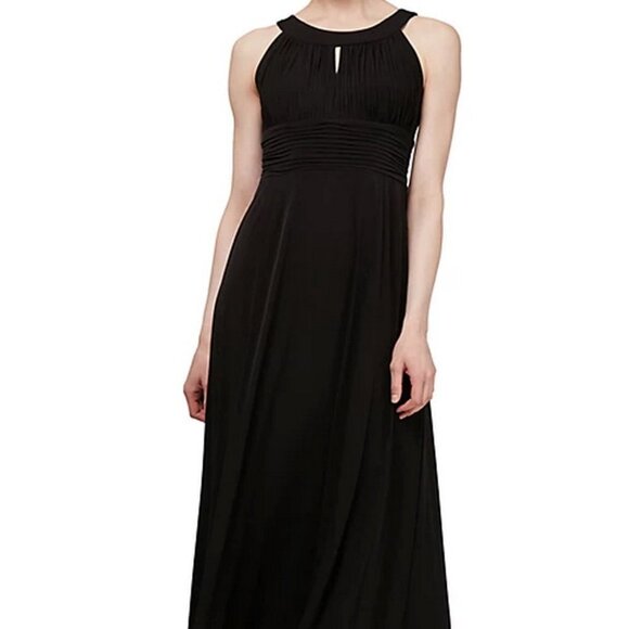 SLNY Black Ribbed Sleeveless Maxi Dress